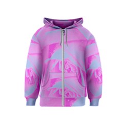 Perfect Hot Pink And Light Blue Rose Detail Kids  Zipper Hoodie by myrubiogarden