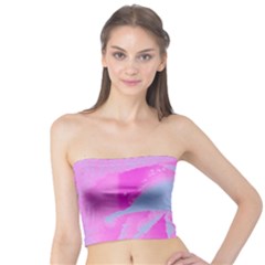 Perfect Hot Pink And Light Blue Rose Detail Tube Top by myrubiogarden