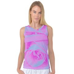 Perfect Hot Pink And Light Blue Rose Detail Women s Basketball Tank Top by myrubiogarden