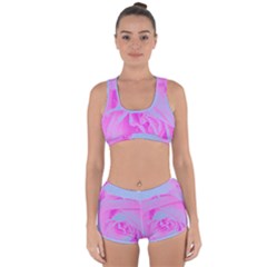 Perfect Hot Pink And Light Blue Rose Detail Racerback Boyleg Bikini Set by myrubiogarden