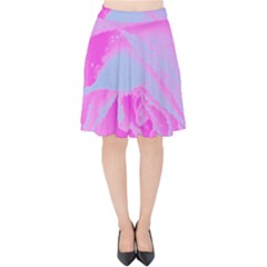 Perfect Hot Pink And Light Blue Rose Detail Velvet High Waist Skirt by myrubiogarden