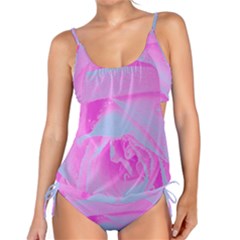 Perfect Hot Pink And Light Blue Rose Detail Tankini Set by myrubiogarden