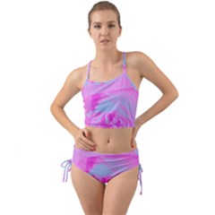 Perfect Hot Pink And Light Blue Rose Detail Mini Tank Bikini Set by myrubiogarden