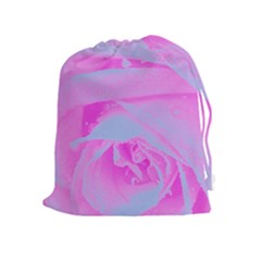 Perfect Hot Pink And Light Blue Rose Detail Drawstring Pouch (xl) by myrubiogarden