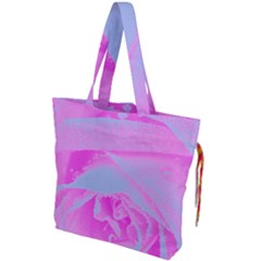 Perfect Hot Pink And Light Blue Rose Detail Drawstring Tote Bag by myrubiogarden