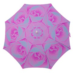 Perfect Hot Pink And Light Blue Rose Detail Straight Umbrellas by myrubiogarden