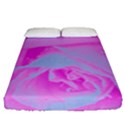 Perfect Hot Pink And Light Blue Rose Detail Fitted Sheet (Queen Size) View1