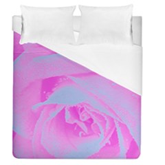 Perfect Hot Pink And Light Blue Rose Detail Duvet Cover (queen Size) by myrubiogarden