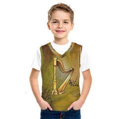 Wonderful Golden Harp On Vintage Background Kids  Sportswear by FantasyWorld7