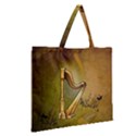 Wonderful Golden Harp On Vintage Background Zipper Large Tote Bag View2