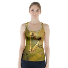 Wonderful Golden Harp On Vintage Background Racer Back Sports Top by FantasyWorld7