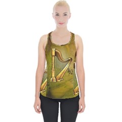 Wonderful Golden Harp On Vintage Background Piece Up Tank Top by FantasyWorld7