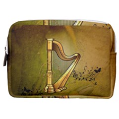 Wonderful Golden Harp On Vintage Background Make Up Pouch (medium)