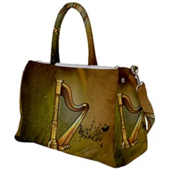 Wonderful Golden Harp On Vintage Background Duffel Travel Bag