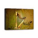 Wonderful Golden Harp On Vintage Background Mini Canvas 7  x 5  (Stretched) View1