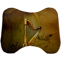 Wonderful Golden Harp On Vintage Background Head Support Cushion by FantasyWorld7