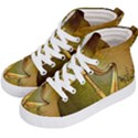 Wonderful Golden Harp On Vintage Background Kid s Hi-Top Skate Sneakers View2