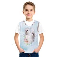 Cute Little Maltese With Flowers Kids  Sportswear by FantasyWorld7