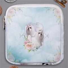 Cute Little Maltese With Flowers Mini Square Pouch