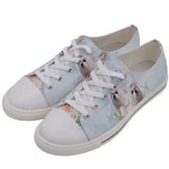 Cute Little Maltese With Flowers Women s Low Top Canvas Sneakers by FantasyWorld7