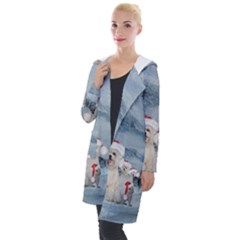 Christmas, Cute Dogs And Squirrel With Christmas Hat Hooded Pocket Cardigan