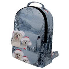 Christmas, Cute Dogs And Squirrel With Christmas Hat Flap Pocket Backpack (small) by FantasyWorld7