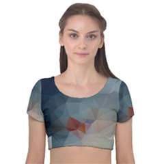 Triangle Geometry Trigonometry Velvet Short Sleeve Crop Top  by Mariart