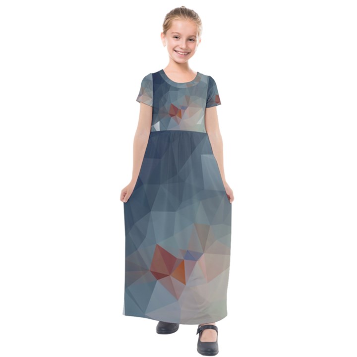 Triangle Geometry Trigonometry Kids  Short Sleeve Maxi Dress