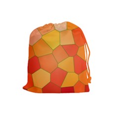 Background Pattern Orange Mosaic Drawstring Pouch (large)