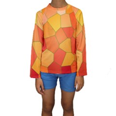 Background Pattern Orange Mosaic Kids  Long Sleeve Swimwear by Mariart