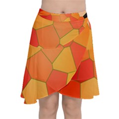 Background Pattern Orange Mosaic Chiffon Wrap Front Skirt by Mariart