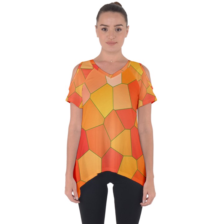 Background Pattern Orange Mosaic Cut Out Side Drop Tee