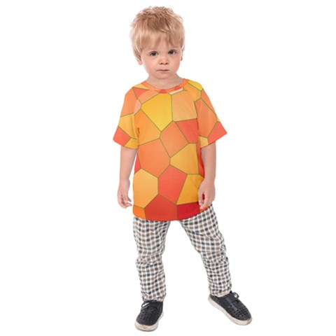 Background Pattern Orange Mosaic Kids Raglan Tee by Mariart