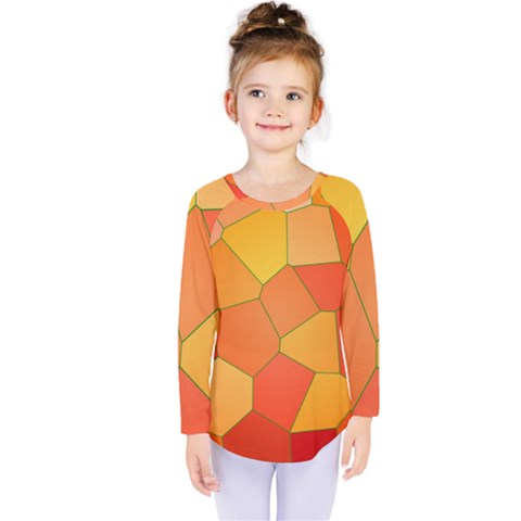 Background Pattern Orange Mosaic Kids  Long Sleeve Tee by Mariart