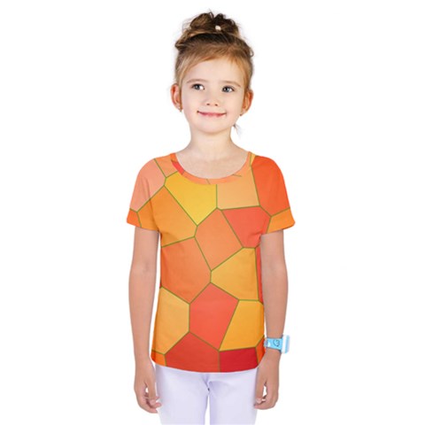 Background Pattern Orange Mosaic Kids  One Piece Tee by Mariart