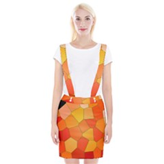 Background Pattern Orange Mosaic Braces Suspender Skirt by Mariart