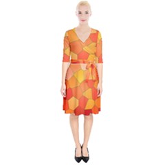 Background Pattern Orange Mosaic Wrap Up Cocktail Dress by Mariart