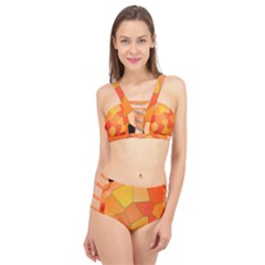 Background Pattern Orange Mosaic Cage Up Bikini Set by Mariart