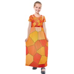 Background Pattern Orange Mosaic Kids  Short Sleeve Maxi Dress by Mariart