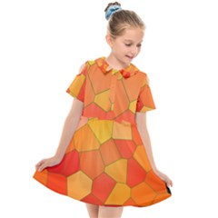 Background Pattern Orange Mosaic Kids  Short Sleeve Shirt Dress by Mariart