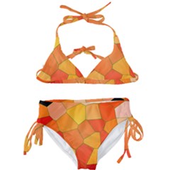 Background Pattern Orange Mosaic Kids  Classic Bikini Set