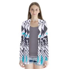 Green Geometric Abstract Drape Collar Cardigan by Mariart