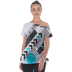 Green Geometric Abstract Tie-up Tee