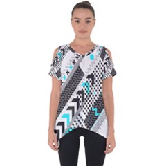 Green Geometric Abstract Cut Out Side Drop Tee by Mariart