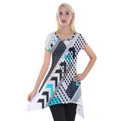 Green Geometric Abstract Short Sleeve Side Drop Tunic by Mariart