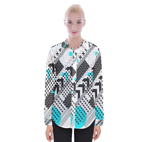 Green Geometric Abstract Womens Long Sleeve Shirt by Mariart