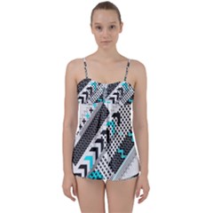 Green Geometric Abstract Babydoll Tankini Set by Mariart