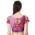 Wonderful Hearts With Floral Elements Short Sleeve Crop Top View2