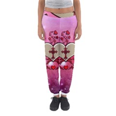 Wonderful Hearts With Floral Elements Women s Jogger Sweatpants by FantasyWorld7