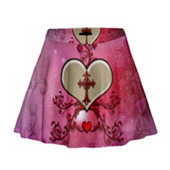 Wonderful Hearts With Floral Elements Mini Flare Skirt by FantasyWorld7